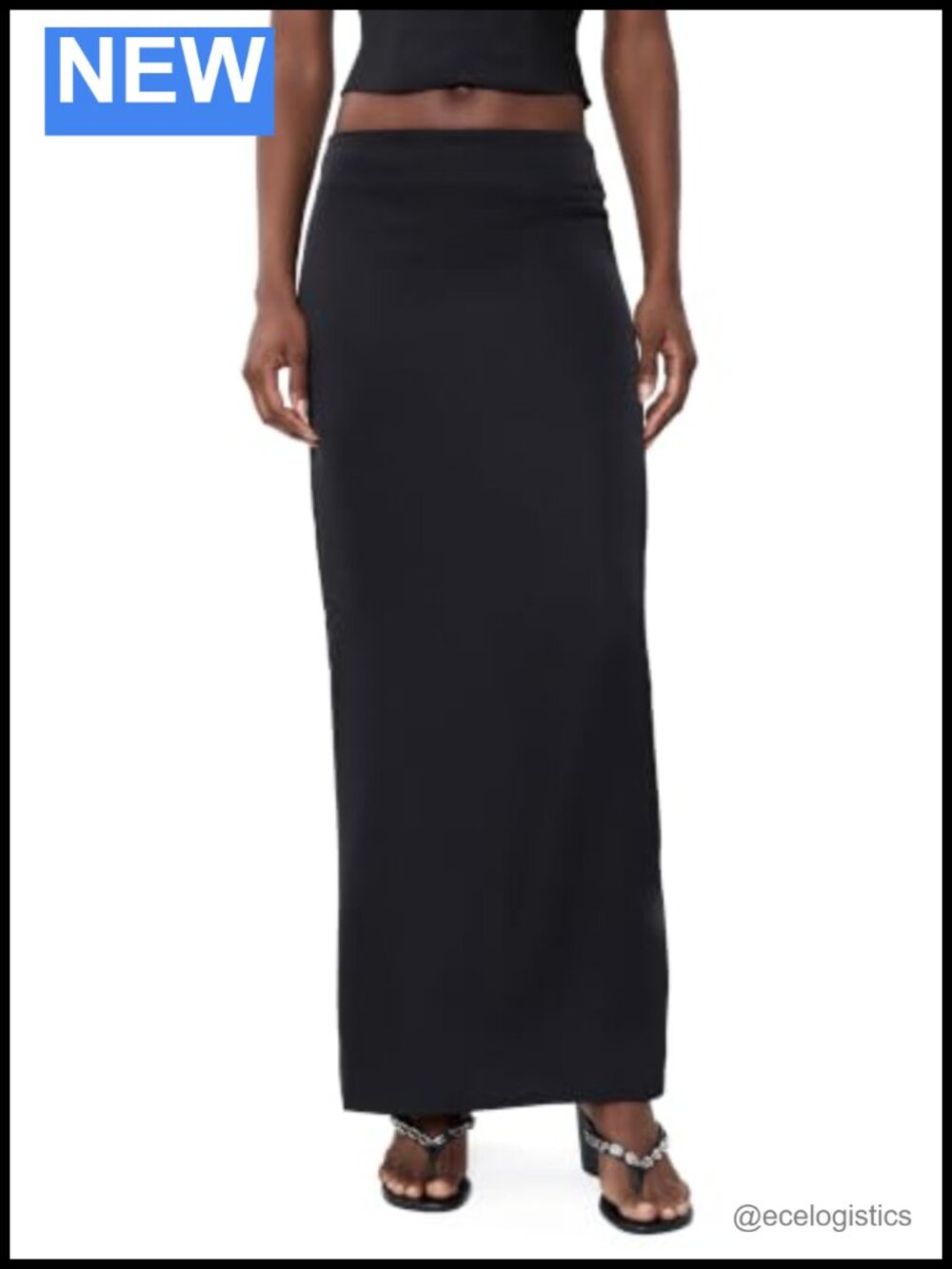 Women's Maxi Skirt with Thigh-High Back Slit, Satin, Hand Wash